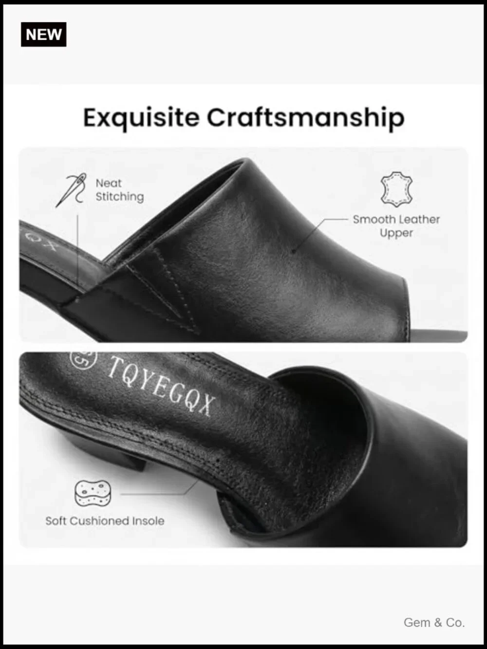 Heeled Mules Chunky Block Low Heel Square Open Toe Slides Sandals